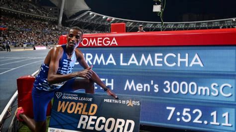 Ethiopia’s Lamecha Girma sets new men’s 3,000m steeplechase world record