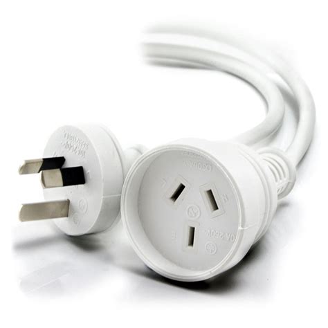 Aus 3 Pin Mains Power Extension Cable WHITE - Male to Female - 3m