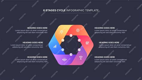 Premium Vector | Modern process cycle round infographics design template with 6 stages