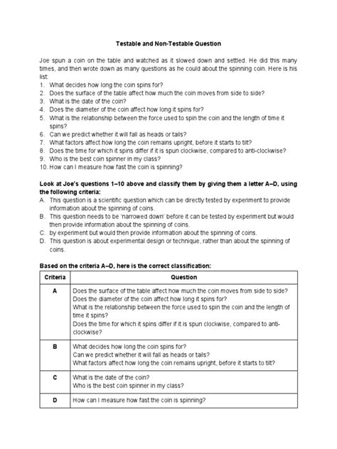 7th DCP Testable and Non-Testable Question Worksheet Answer Key | PDF