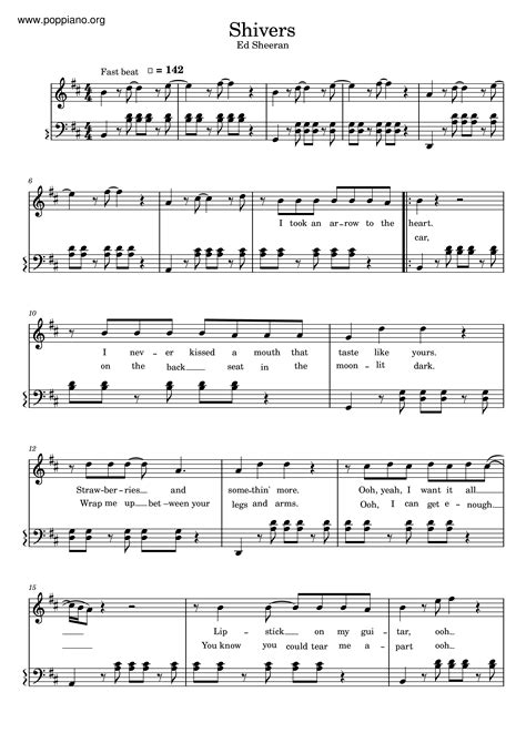 Ed Sheeran-Shivers Sheet Music pdf, (エド・シーラン) - Free Score Download ★