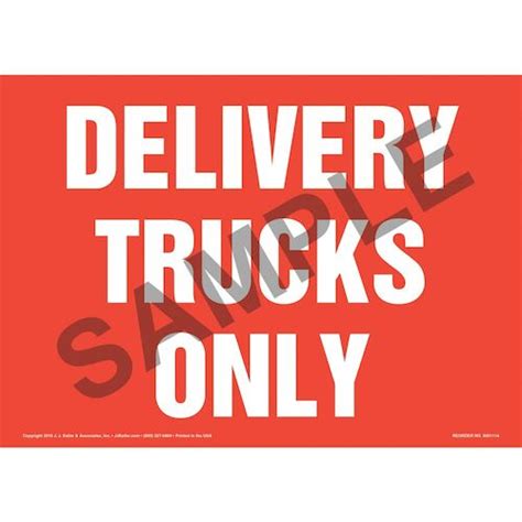 Delivery Trucks Only Sign - White Text on Red