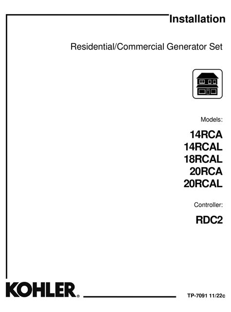 KOHLER 14RCAL INSTALLATION MANUAL Pdf Download | ManualsLib