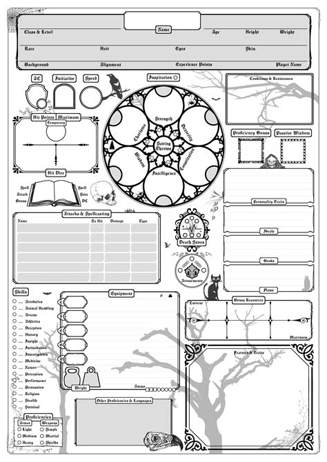 [OC] Gothic Inspired 5e Custom Character Sheet : r/DnD