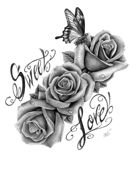 Sweet love Rose Drawing Tattoo, Roses Drawing, Tattoo Drawings, Ink ...