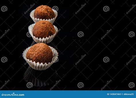 Row of Three Useful Handmade Round Chocolate Candies Stock Image ...