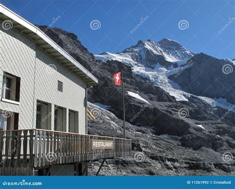 Restaurant in Front of Jungfrau Summit Stock Photo - Image of grindelwald, peak: 11261992