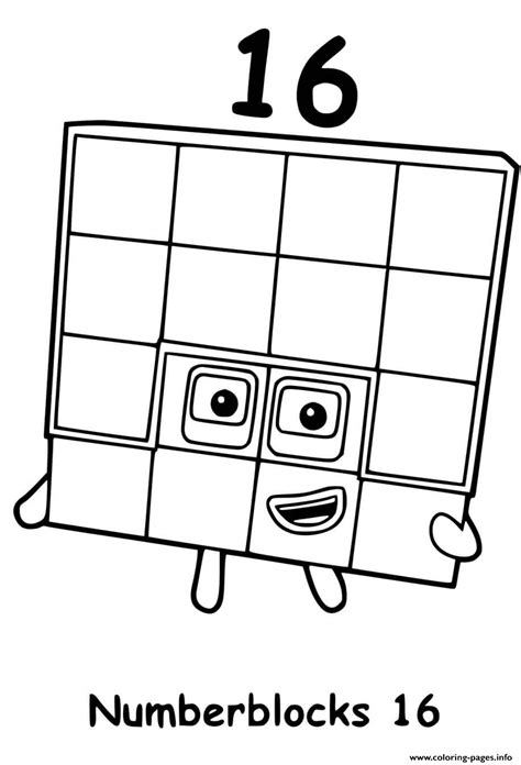 Downloading Numberblocks 16 Sixteen Coloring Pages Printable for Free ...