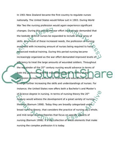 Historical Development of Nursing Timeline Research Paper