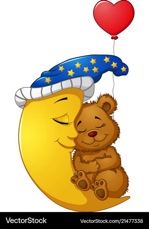 Teddy Bear Clipart, Teddy Bear Sleeping On Moon, PNG, Baby Shower, Digital Download ...