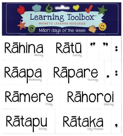 Magnetic Maori Days of Week | Maori, Resource classroom, Learning resources