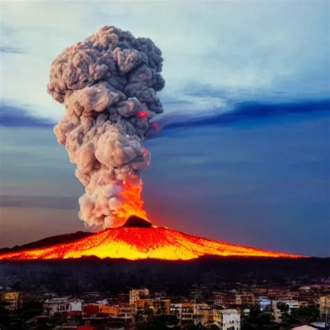 a large plume of smoke rising from a volcano at | Stable Diffusion ...