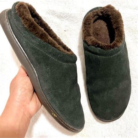 Lands' End Men's Suede Shearling Fur Clog Slippers - … - Gem