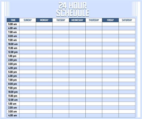 8 Best Images of 24 Hour Calendar Printable - 24 Hour Schedule Template Excel, 24 Hour Daily ...