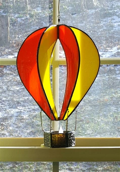 Enchanting Hot Air Balloon Stained Glass Art by Michele Hubble