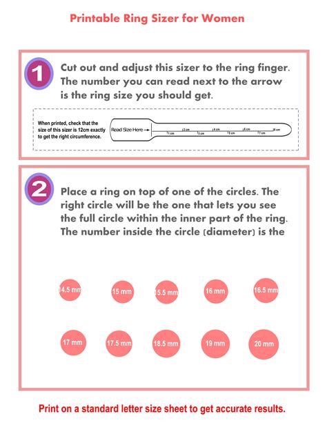 Ring Sizer: Printable ring size chart for women | Printerfriendly