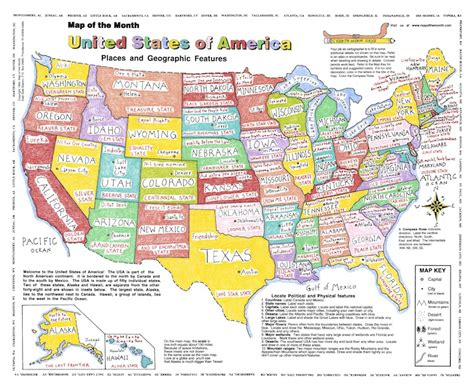 USA Map For Kids United States Map Poster Rainbow Edition (24W X 16H ...