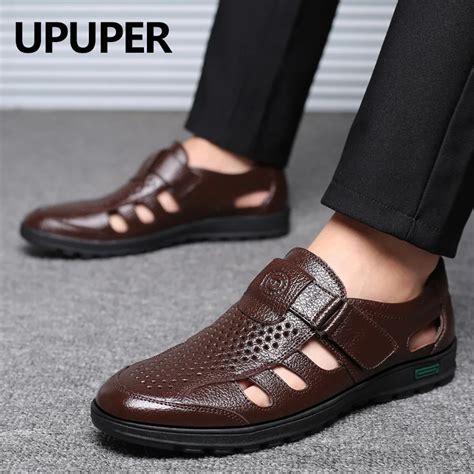 UPUPER 2019 Summer Mature Men Sandals Leather Sandals Men Leather ...