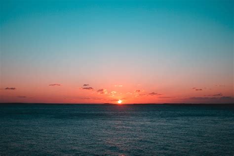 wallpaper sunset, sea, sun, horizon, clouds HD : Widescreen : High Definition : Fullscreen