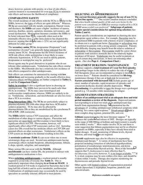 Antidepressant Comparison Chart Download Printable PDF | Templateroller