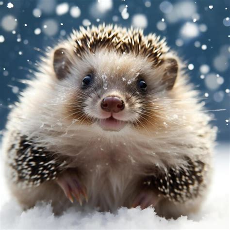 Premium AI Image | Hedgehog in the snow on a background of a winter ...