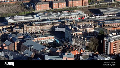 aerial view of Chester railway station Stock Photo - Alamy