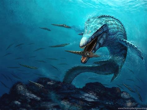 Dinosaurs: Mosasaur Reef Water Fish Dinosaur Sea Background Images ... Desktop Background