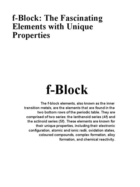 Chemistry Project - F-Block | PDF | Lanthanide | Actinide