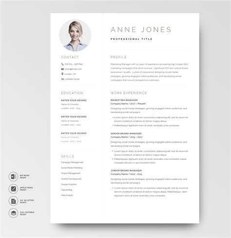 Elegant Resume Template 120960, MS Word, Pages | Resumeway