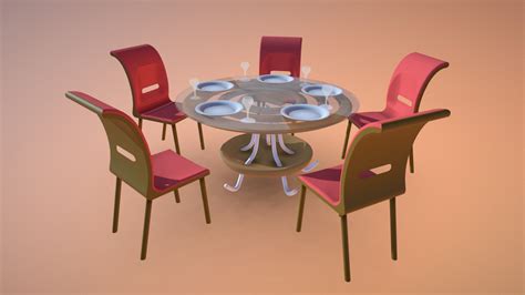 Dining Table - Download Free 3D model by Yash Thummar (@yos7) [d6e30b5 ...