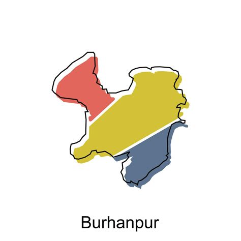 Map of Burhanpur modern geometric illustration, map of India country vector design template ...