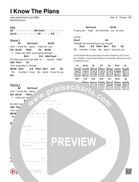 I Know The Plans Chords PDF (Martha Munizzi) - PraiseCharts