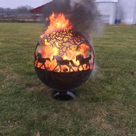 Items similar to Fire Pit sphere globe with horses on Etsy