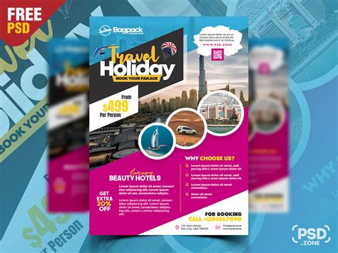 Travel Agency Flyer Ads Poster PSD Template - PSD Zone