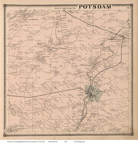 Potsdam, New York 1865 - Old Town Map Reprint - St. Lawrence Co. Atlas - OLD MAPS