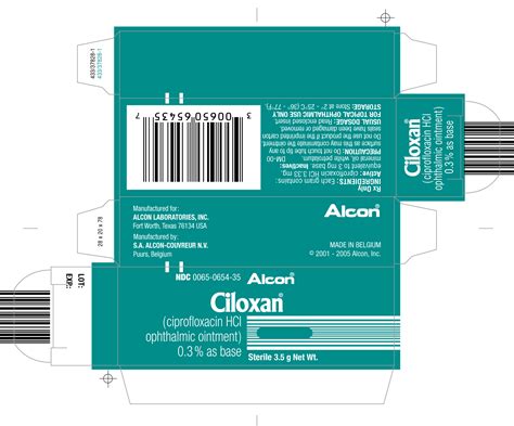 Ciprofloxacin labels and packages - wikidoc