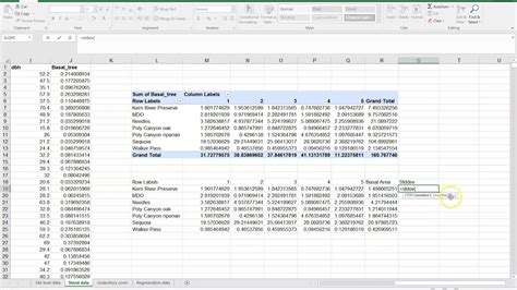 Lab 2 calculate basal area in excel - YouTube