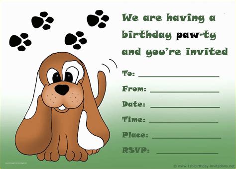 Dog Birthday Party Invitations Templates Free - Printable Templates