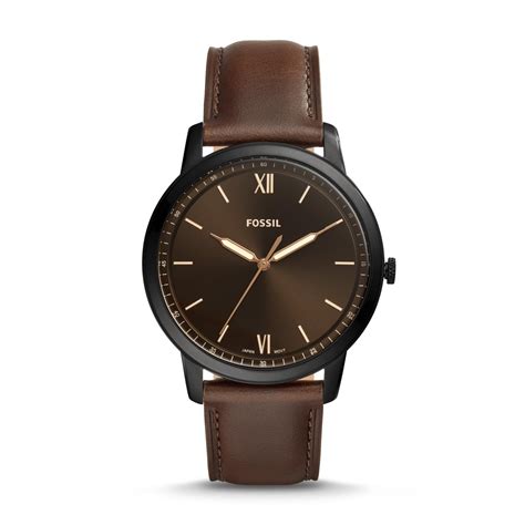 Fossil Minimalist Brown Leather Strap Watch 44mm in Brown for Men - Save 21% - Lyst