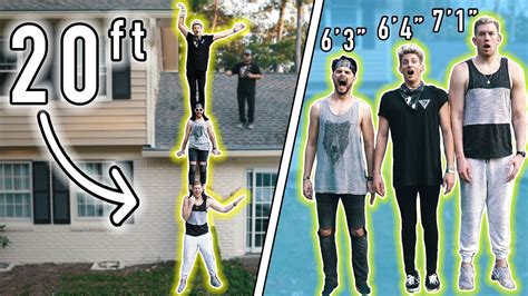 20ft TALL HUMAN RECORD! 7ft TALL GUY & TWO 6ft TALL GUYS! - YouTube