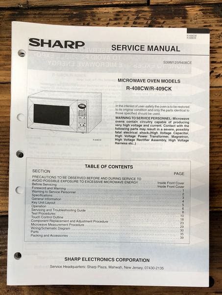 Microwave Service Manual *Original* – Vintage Audio Store - Vintage ...