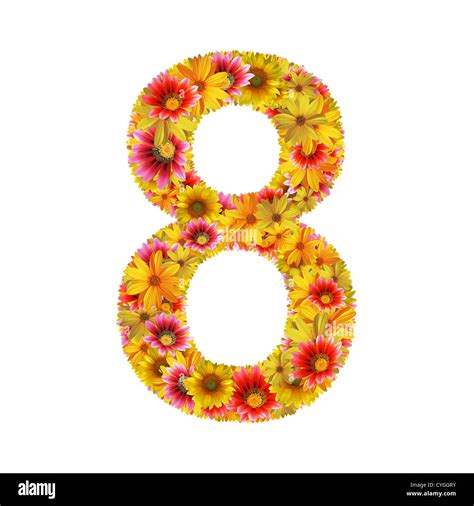 Number 8 created of flowers isolated on white background (with clipping path Stock Photo - Alamy