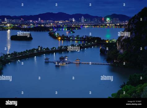 Night Scenery of Zhaoqing Qixingyan Star Lake City Stock Photo - Alamy