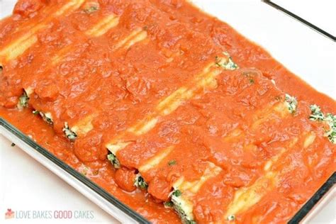 Spinach Ricotta Manicotti - Love Bakes Good Cakes