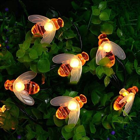 Solar Powered Cute Honey Bee Shape Led String Fairy Light for Outdoor Garden Wedding Festival ...