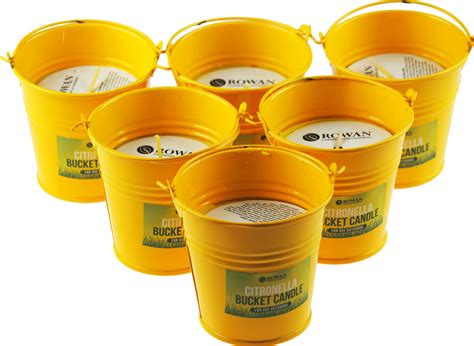 Set Of 6 Outdoor Garden Citronella Candles in Yellow Tin Buckets | eBay