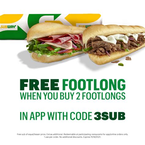 Subway Canada Promos: FREE Footlong with Purchase + Any Footlong for $7 ...