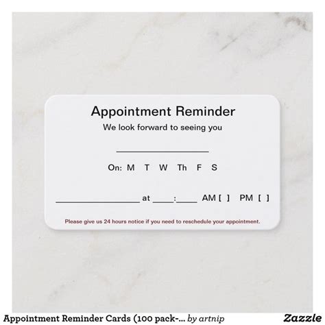 an appointment reminder card with the words appointment reminder in ...