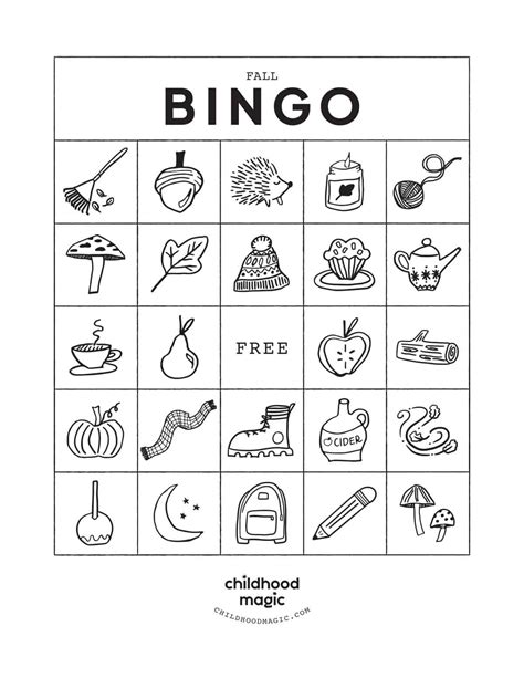 Fall Bingo for Kids - Free Printable Game - Childhood Magic