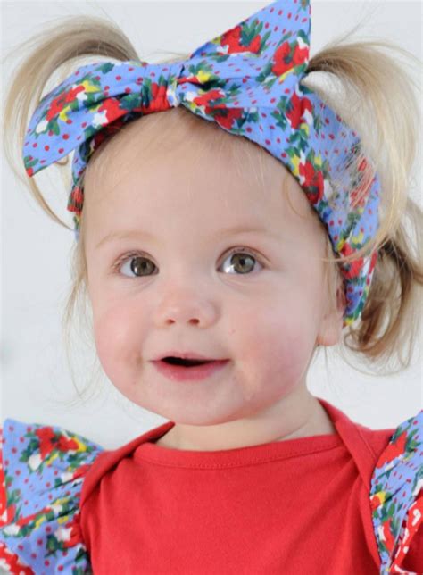 Blue Kensington Floral Bow Elasticised Headband | Baby face, Red and blue, Little darlings